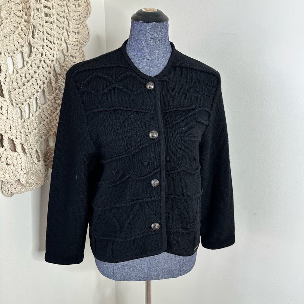 Geiger Collection Vintage Black Wool Button Front Jacket 6/38